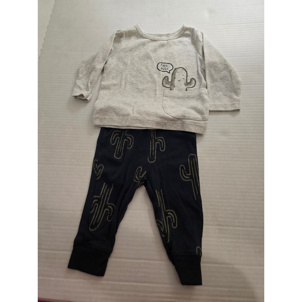 Carters Baby Boys 6M Cactus Free Hugs Long Sleeve Shirt and Jogger Pants Set